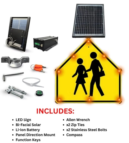 Solar Powered School Crossing Symbol Sign